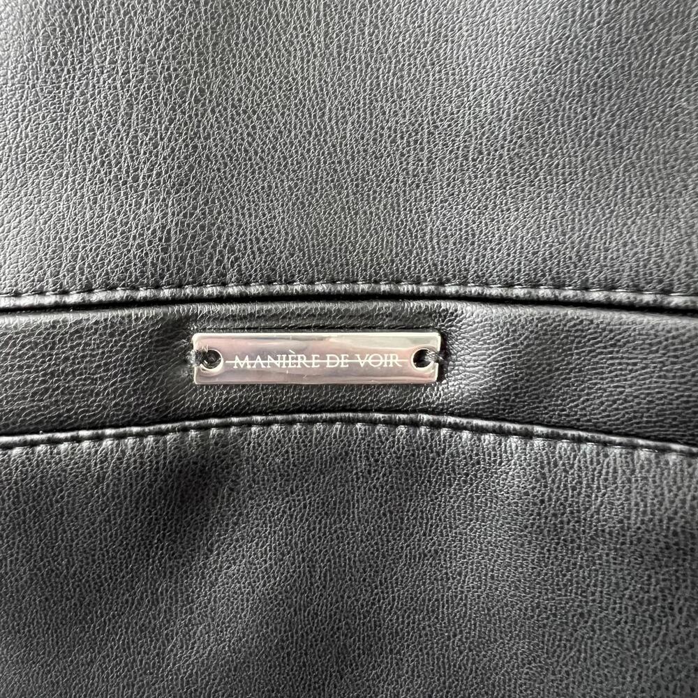 Maniere De Voir Vegan Leather Pants Womens 2 Black Cut Out High Waist NWT - Picture 9 of 9